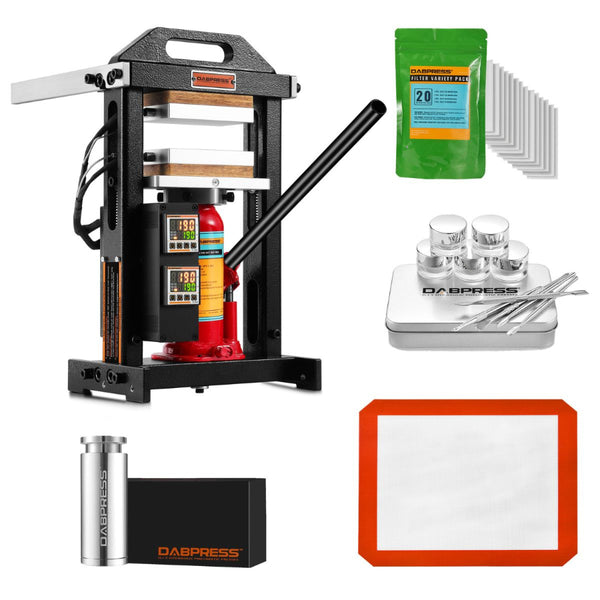 DABPRESS 6 Ton Rosin Press Bundle - Including Variety Rosin Bags, Round Pre Press Mold and Collection Kit